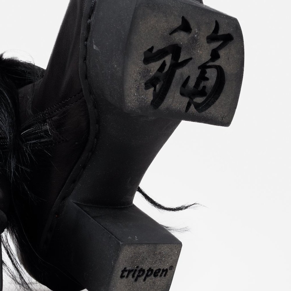 Trippen Happy Freak Black Leather Block Boots - Picture 5 of 11